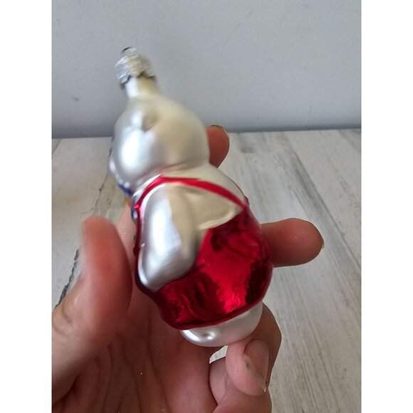 Vintage Poland bear Daisy glass ornament overalls Xmas tree - Picture 3 of 7